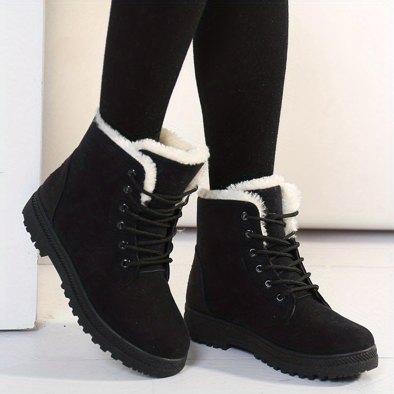 Thérèse | Bottines Hiver Femme à Lacets avec Semelle Plate et Doublure Chaude