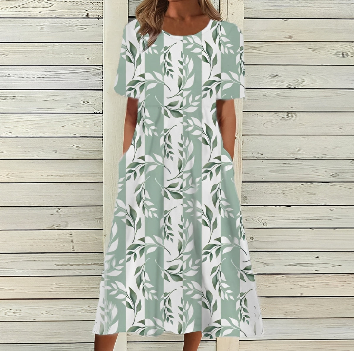 Robe Midi Femme Élégante à Motif Floral et Coupe Fluide