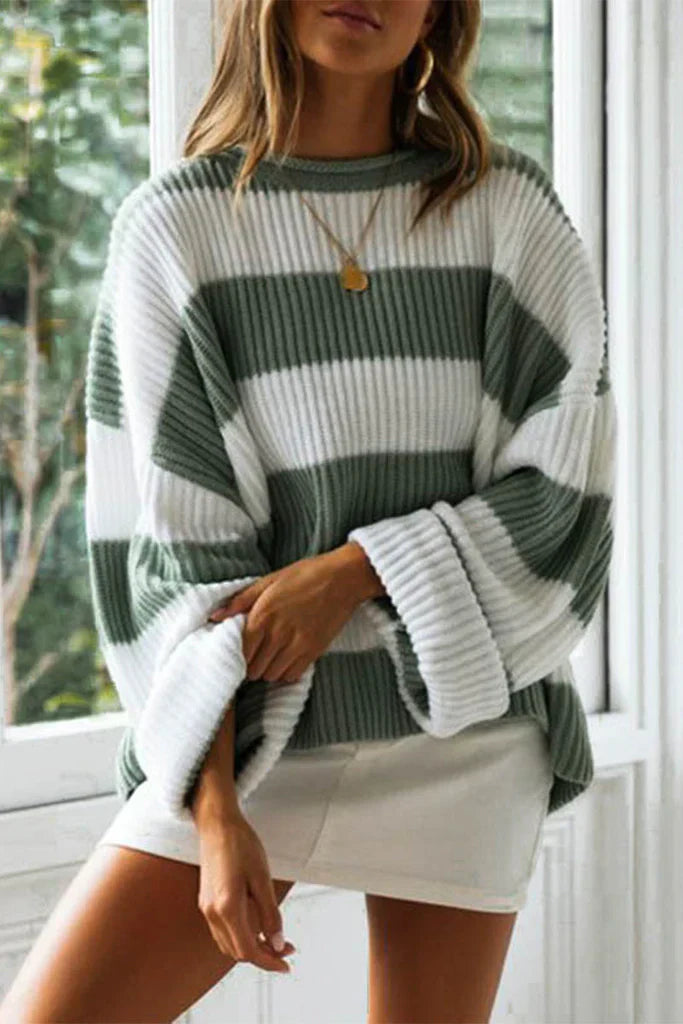 Judicaëlle | Pull Femme à Rayures Large Coupe Ample