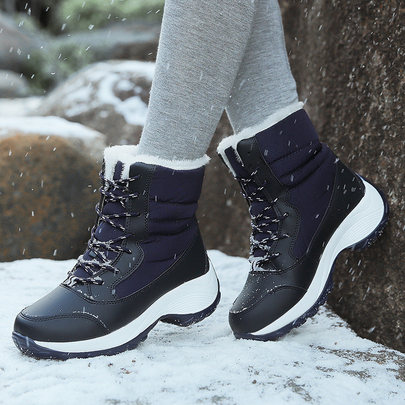 Tatienne | Bottines Hiver Femme à Lacets avec Bout Rond et Doublure Chaude