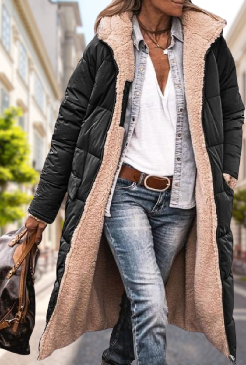 Yvette | Manteau Long Femme Doublé Polaire pour l’Hiver Chaud et Élégant