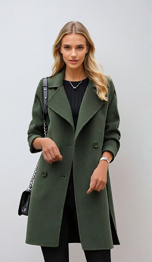 Geneva | Manteau Long Femme à Double Boutonnage avec Large Col