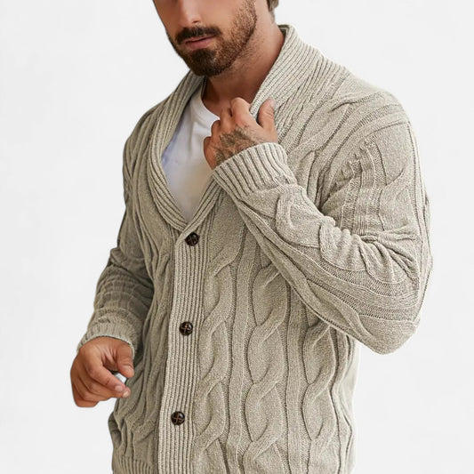 Geometric Knit Cardigan Homme | Gilet en Maille à Col Revers | Élégance Moderne & Confort d’Hiver