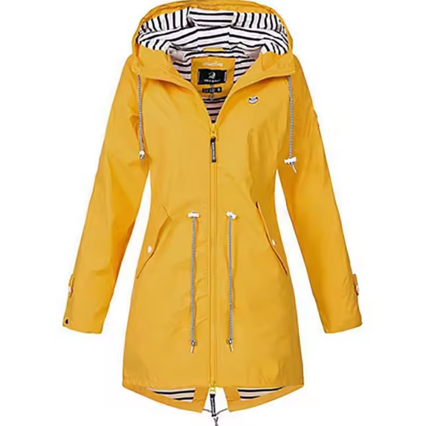 Valérie-Anne | Veste Femme Imperméable à Capuche et Taille Ajustable