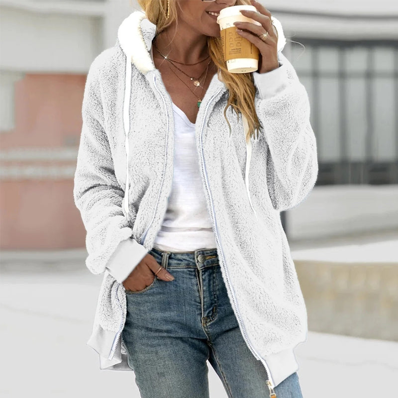 Karmina | Sweat à Capuche Femme Teddy Doux avec Zip et Cordon