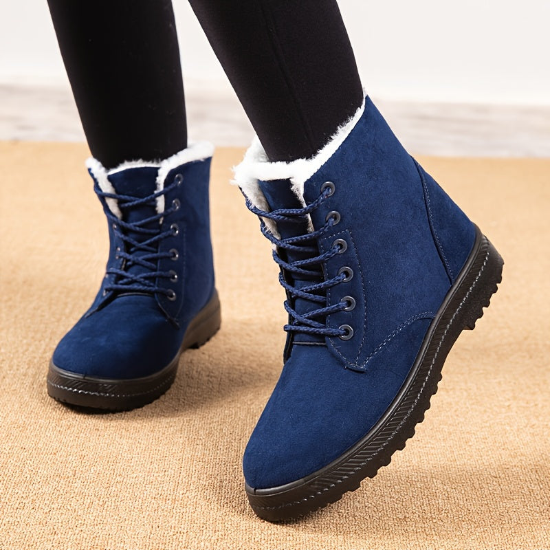 Thérèse | Bottines Hiver Femme à Lacets avec Semelle Plate et Doublure Chaude