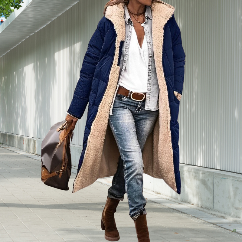 Zorélia | Manteau Hiver Femme Long Rembourré avec Capuche et Poches, Doublure Chaude