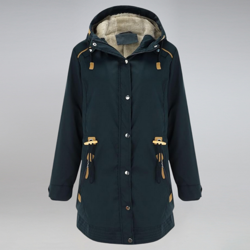 Zabélisse | Veste Hiver Femme Doublée Polaire avec Capuche, Parka Longue Zip & Taille Cordon