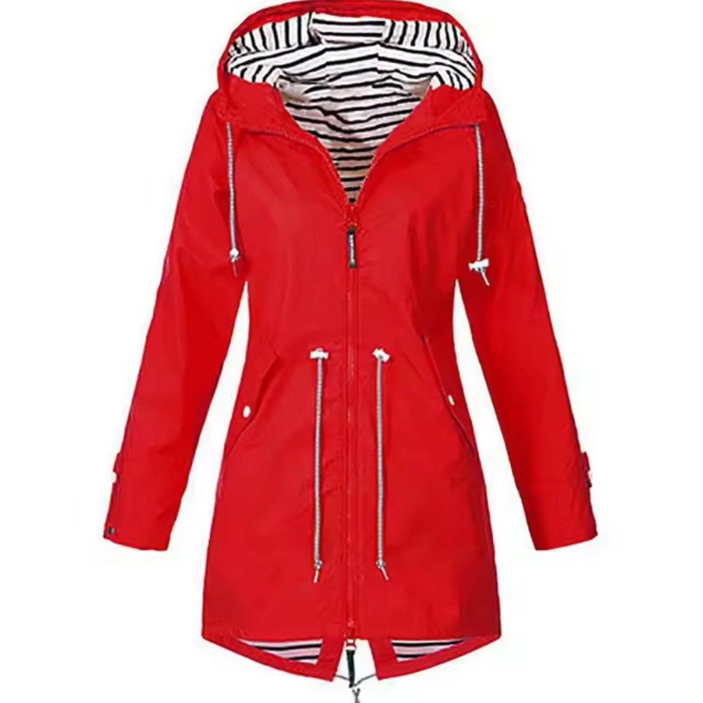 Valérie-Anne | Veste Femme Imperméable à Capuche et Taille Ajustable