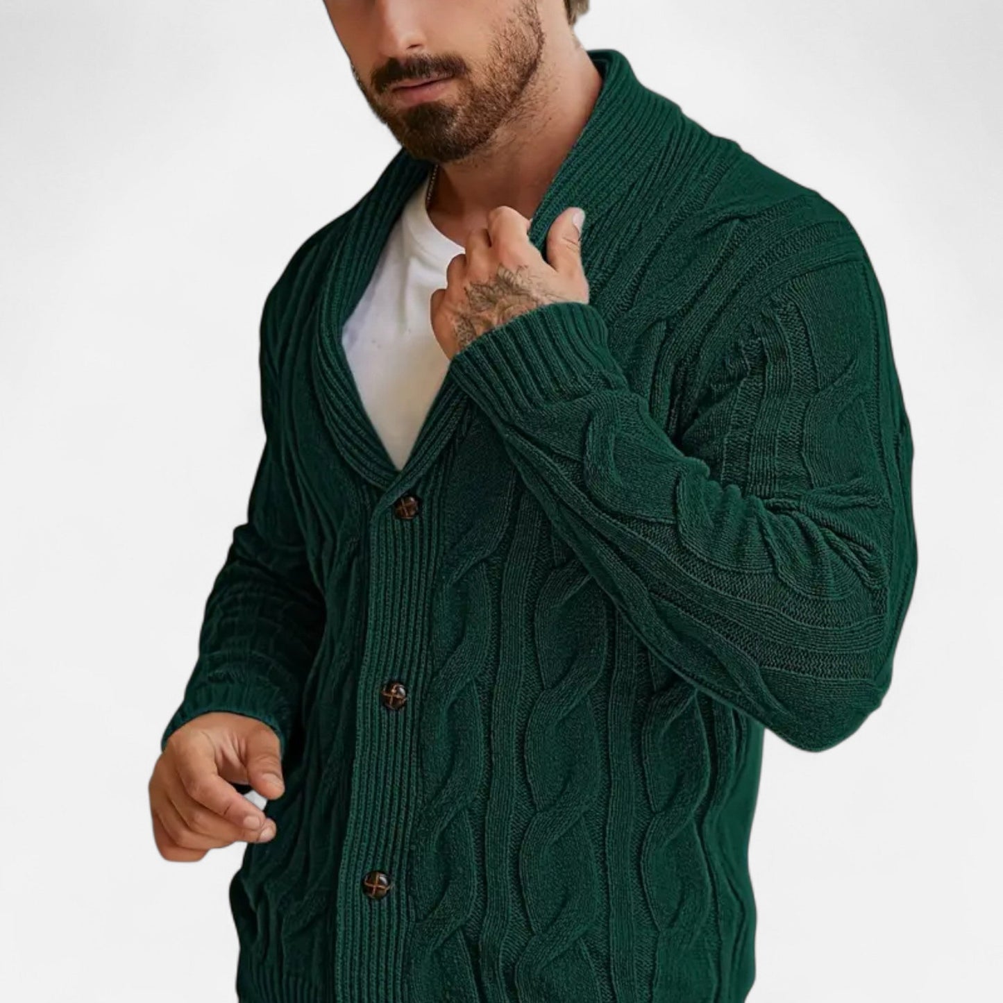 Geometric Knit Cardigan Homme | Gilet en Maille à Col Revers | Élégance Moderne & Confort d’Hiver