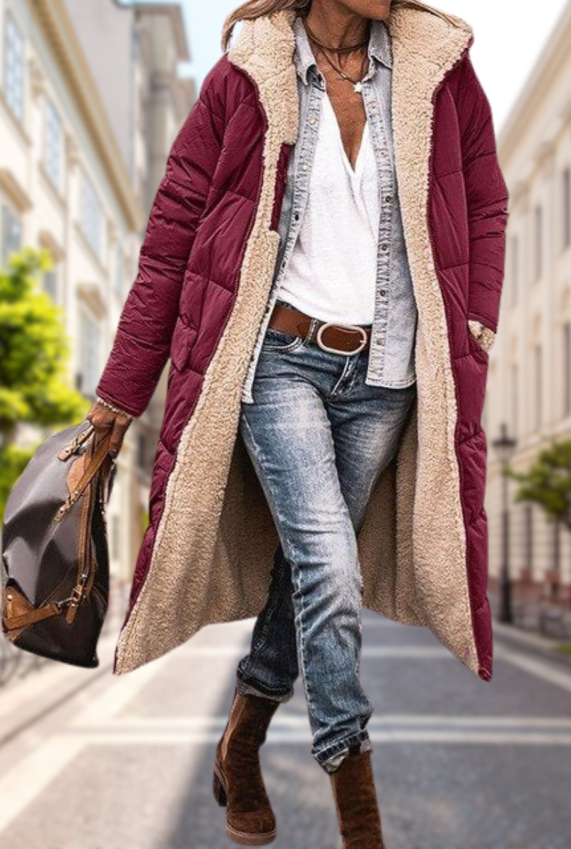 Yvette | Manteau Long Femme Doublé Polaire pour l’Hiver Chaud et Élégant
