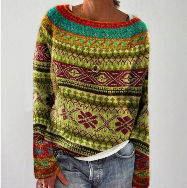 Natalia | Pull Femme Tricoté Chaud à Motifs Multiples, Style Élégant et Confortable