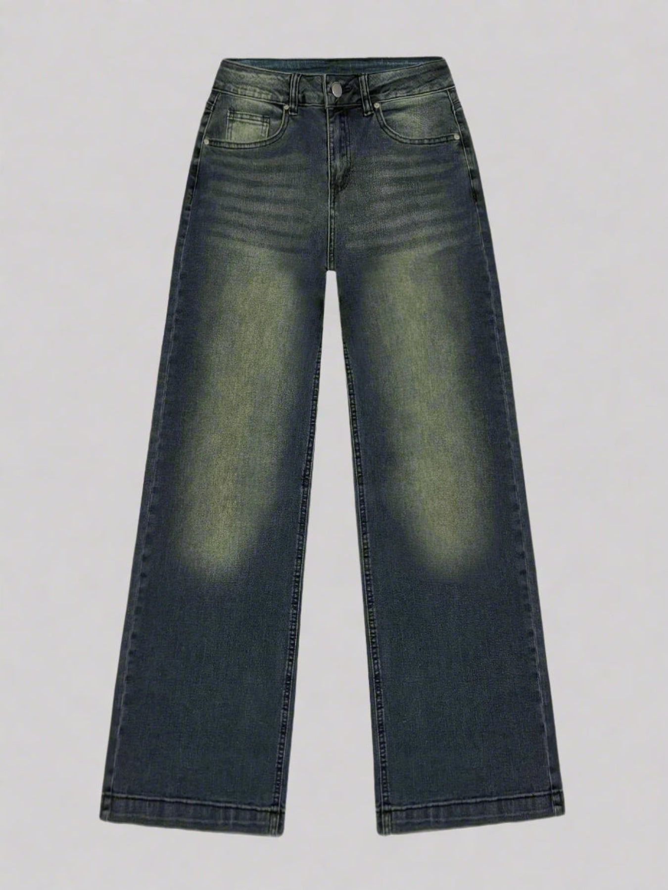 Suzette | Jean Baggy Femme Tendance Coupe Large avec Jambe Ample et Délavage Léger Bleu