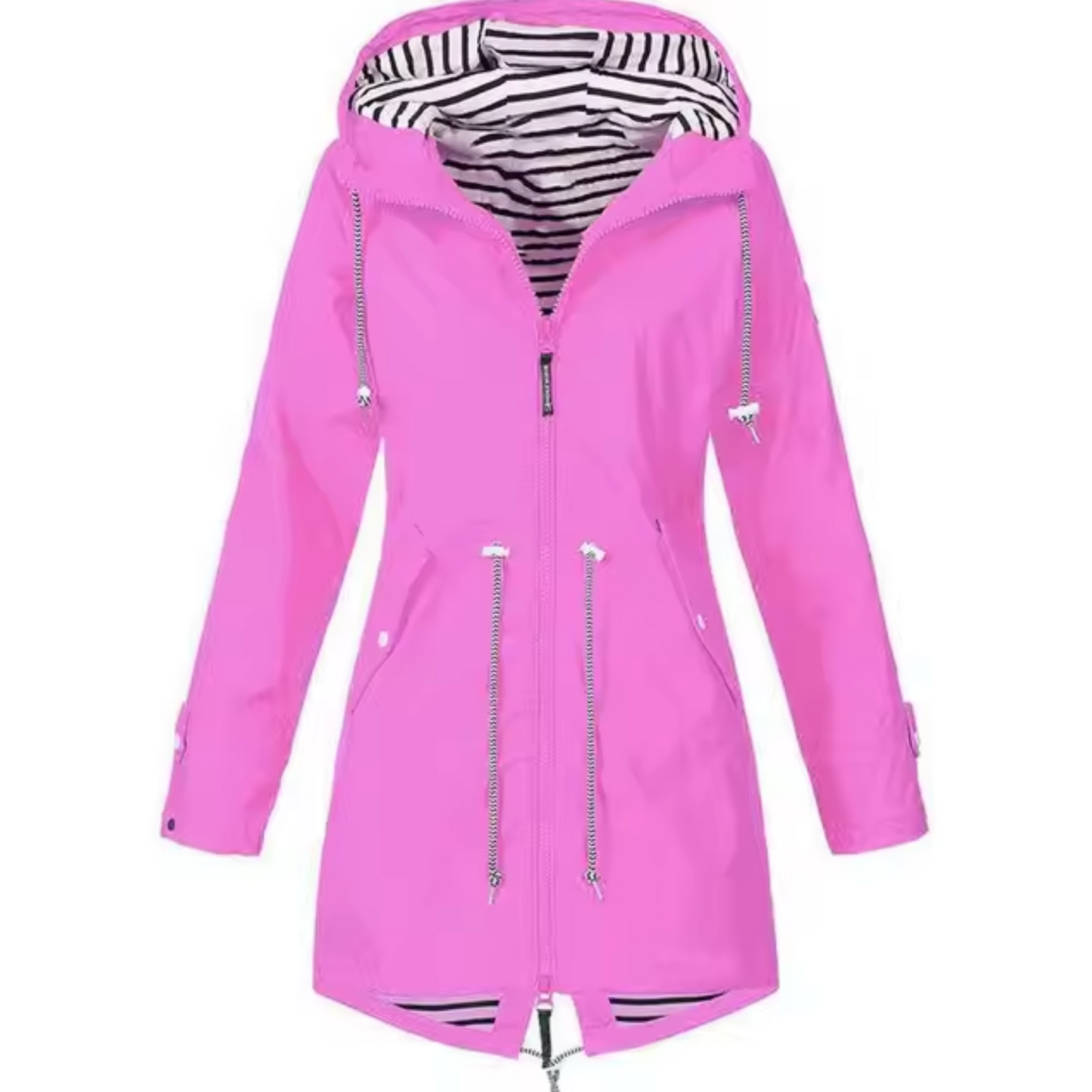 Valérie-Anne | Veste Femme Imperméable à Capuche et Taille Ajustable
