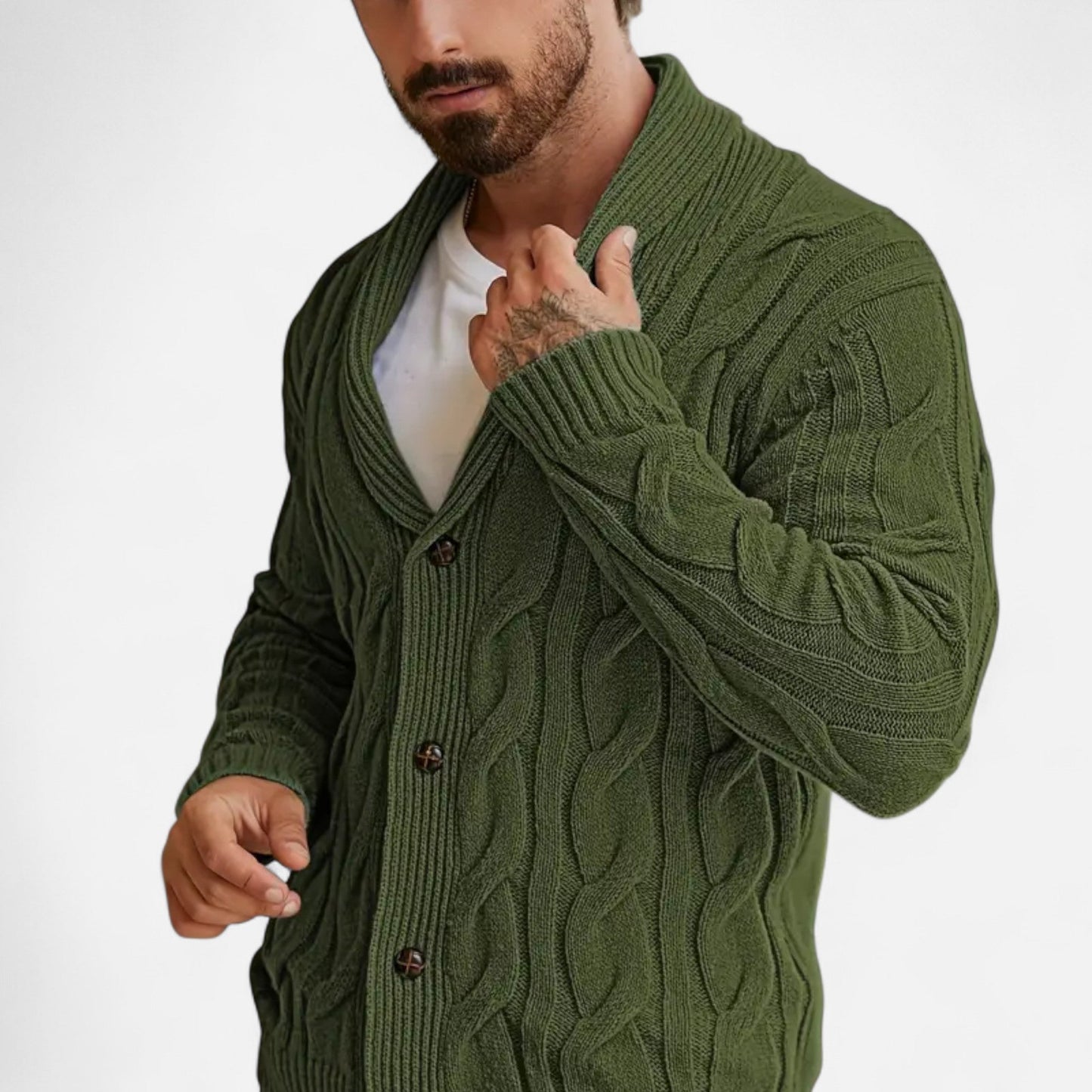 Geometric Knit Cardigan Homme | Gilet en Maille à Col Revers | Élégance Moderne & Confort d’Hiver