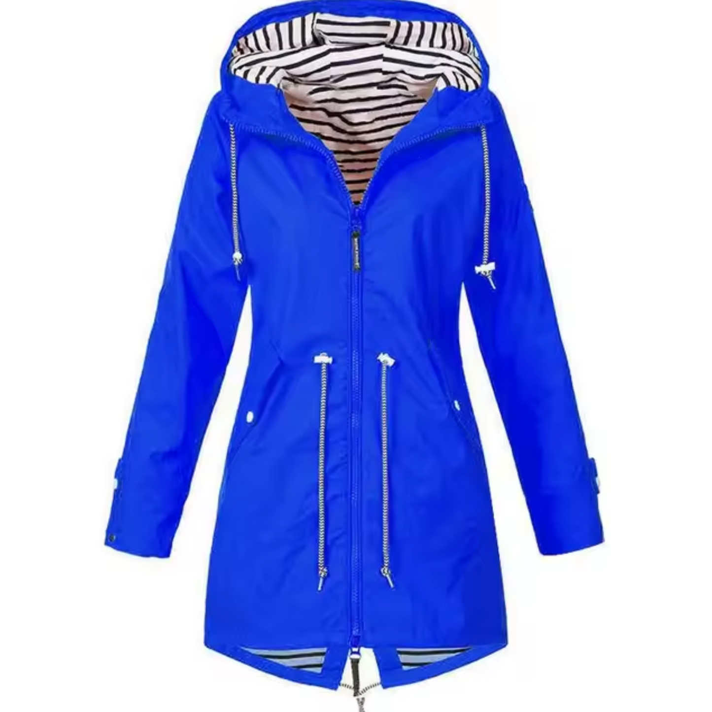 Valérie-Anne | Veste Femme Imperméable à Capuche et Taille Ajustable