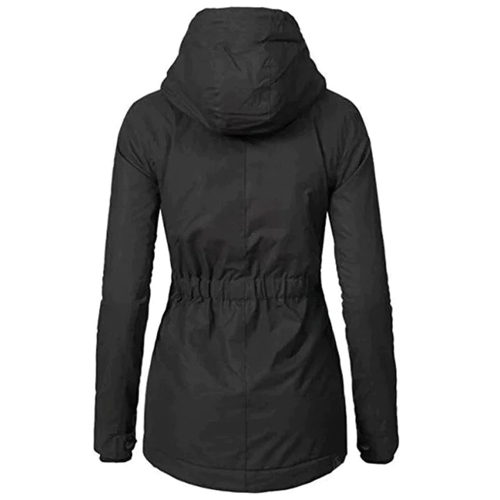 Magali | Manteau Long Femme Capuche Doublé Polaire Zippé