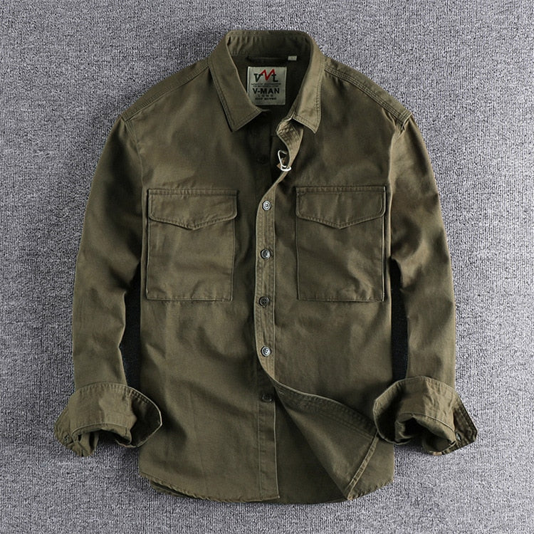 Cargo Shirt Homme | Chemise à Poches Style Utilitaire | Coton Premium Uni