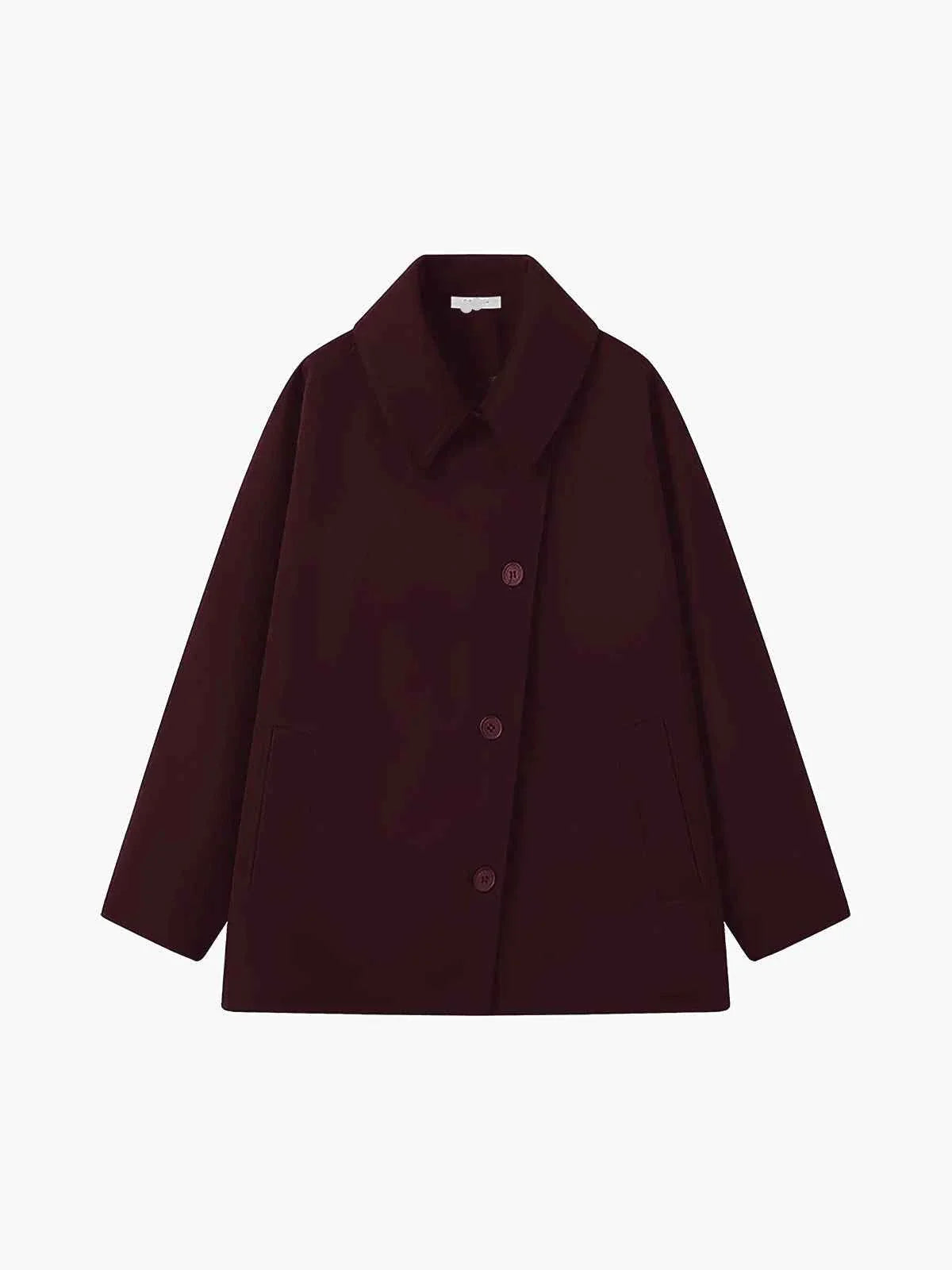 Avéline | Manteau Oversize Femme Hiver Élégant avec Col Revers et Fermeture Asymétrique