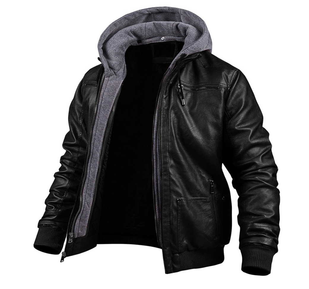Veste en Similicuir Homme avec Capuche | Style Moderne et Confortable | Coupe Classique
