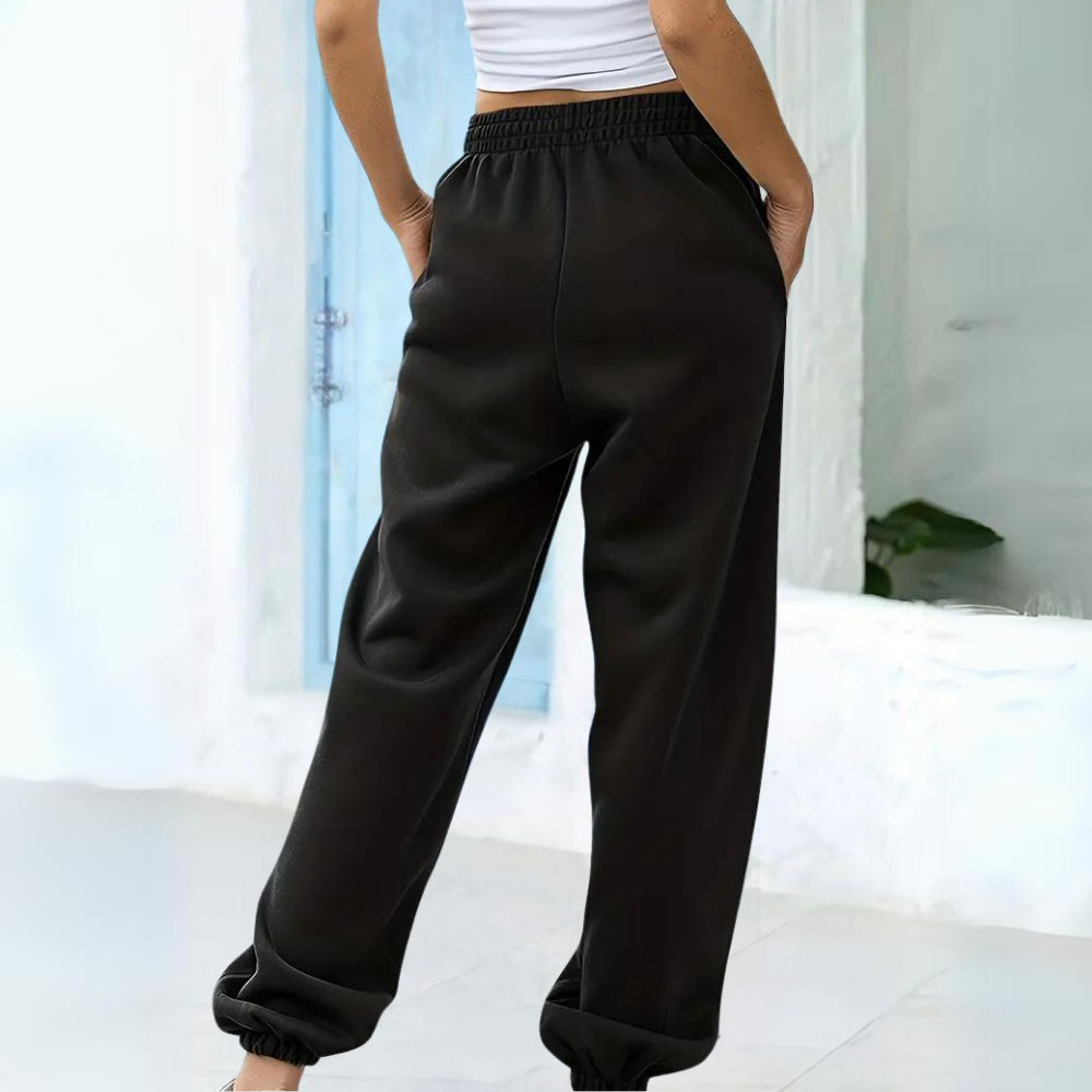 Déborah | Pantalon Jogger Femme Taille Haute, Léger et Ample avec Poches