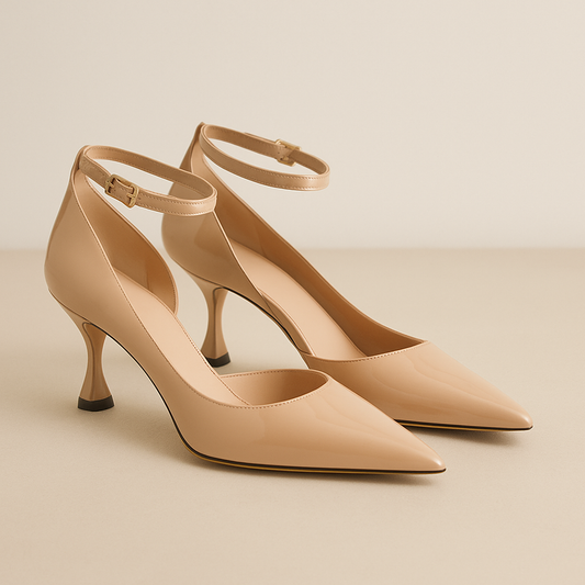 Escarpins à talons sculpturaux en vernis nude