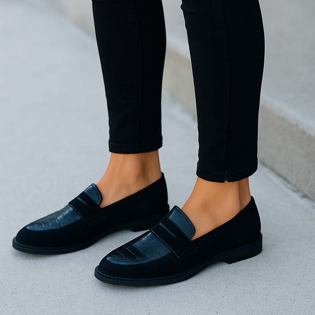 Clémentia | Mocassins Noirs Élégants pour Femme, Style Business Décontracté