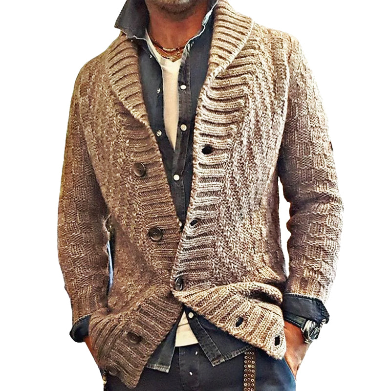 Cardigan Homme en Maille | Style Vintage à Col Revers | Coupe Confortable