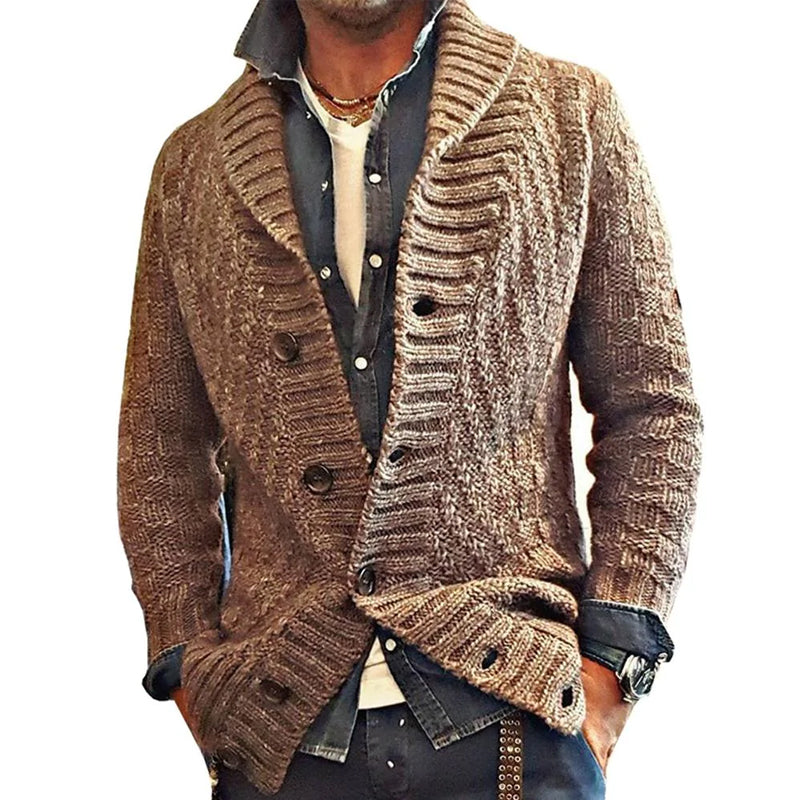 Cardigan Homme en Maille | Style Vintage à Col Revers | Coupe Confortable