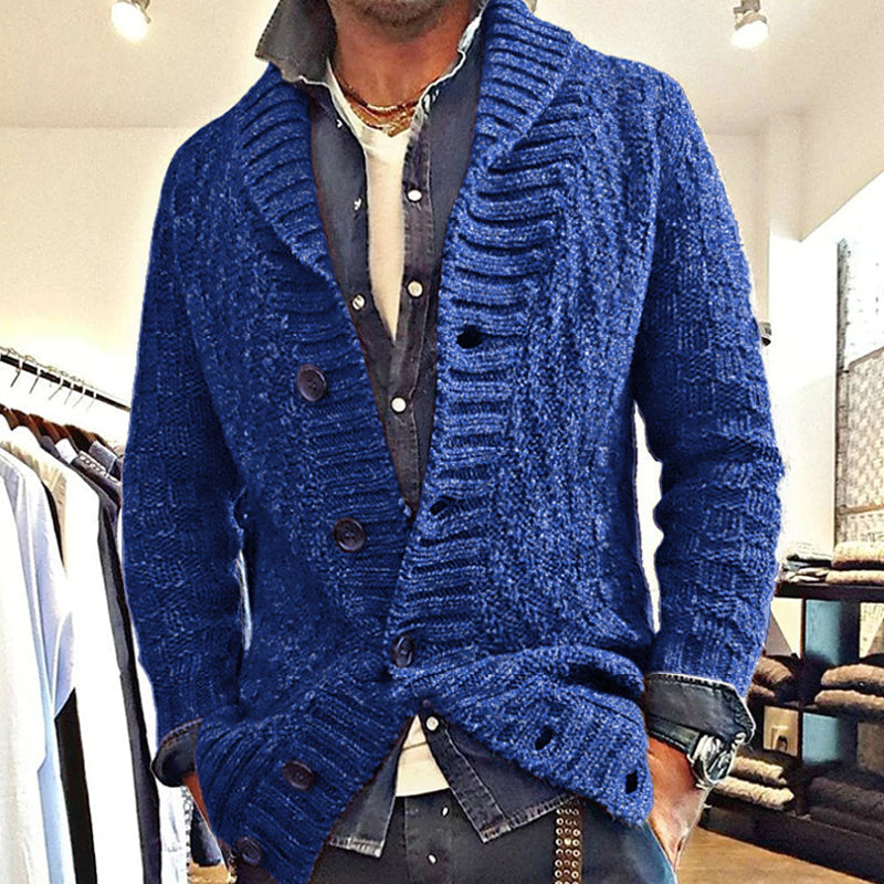 Cardigan Homme en Maille | Style Vintage à Col Revers | Coupe Confortable