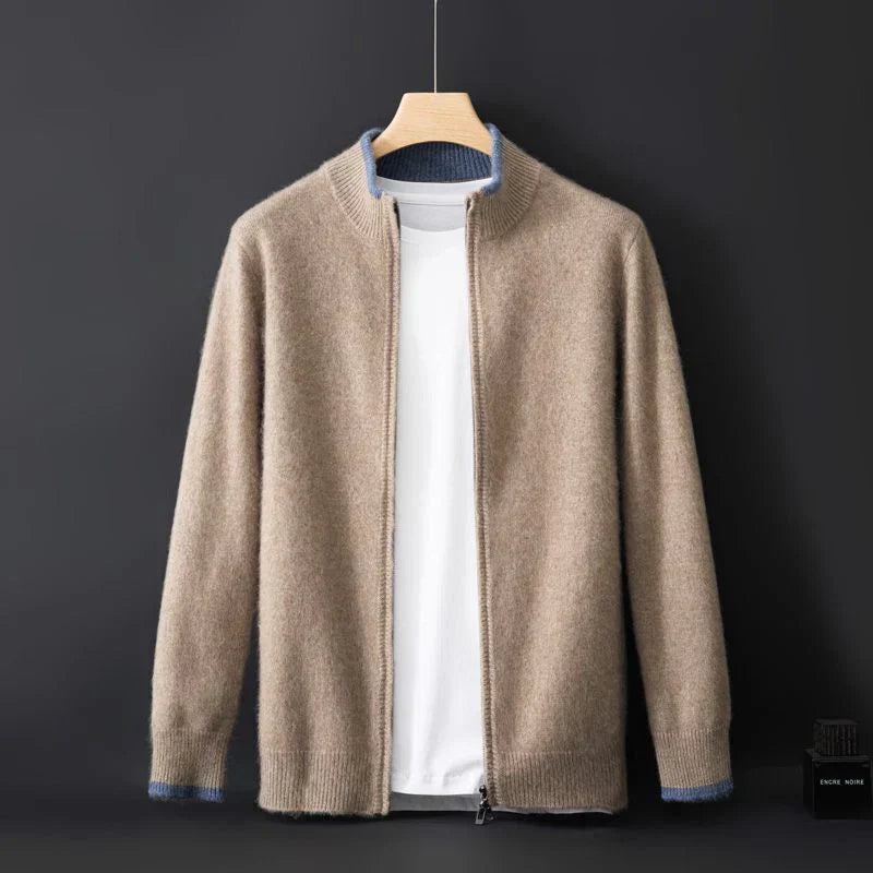 Edwin | Cardigan Homme Zippé Style Minimaliste avec Col Montant