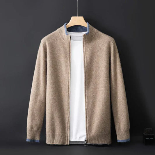 Edwin | Cardigan Homme Zippé Style Minimaliste avec Col Montant