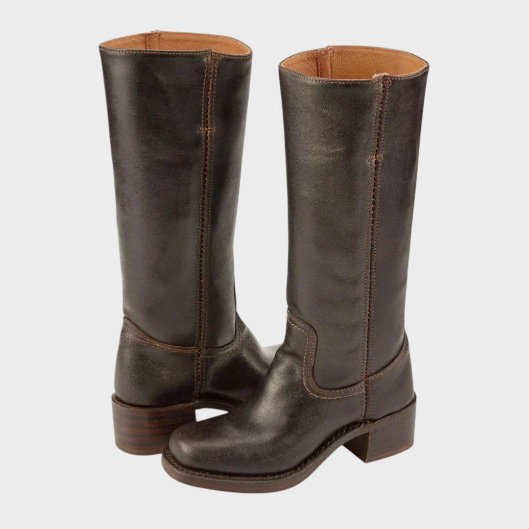 Bottes Femme Montantes | Talon Bloc et Cuir Synthétique