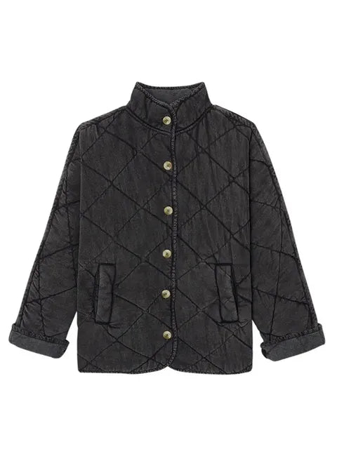 Ivette | Veste Femme Matelassée Légère Boutonnée Couleur Unie Style Casual