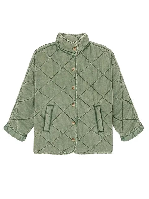 Ivette | Veste Femme Matelassée Légère Boutonnée Couleur Unie Style Casual