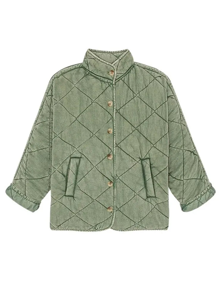 Ivette | Veste Femme Matelassée Légère Boutonnée Couleur Unie Style Casual