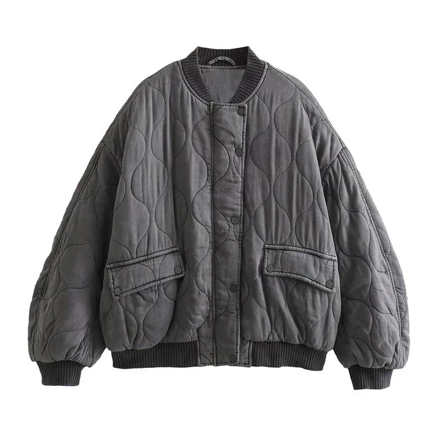 Hermine | Veste Femme Matelassée en Coton Gris