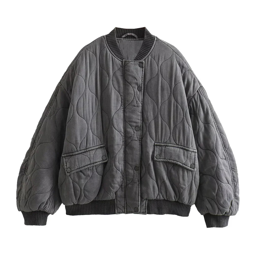 Hermine | Veste Femme Matelassée en Coton Gris