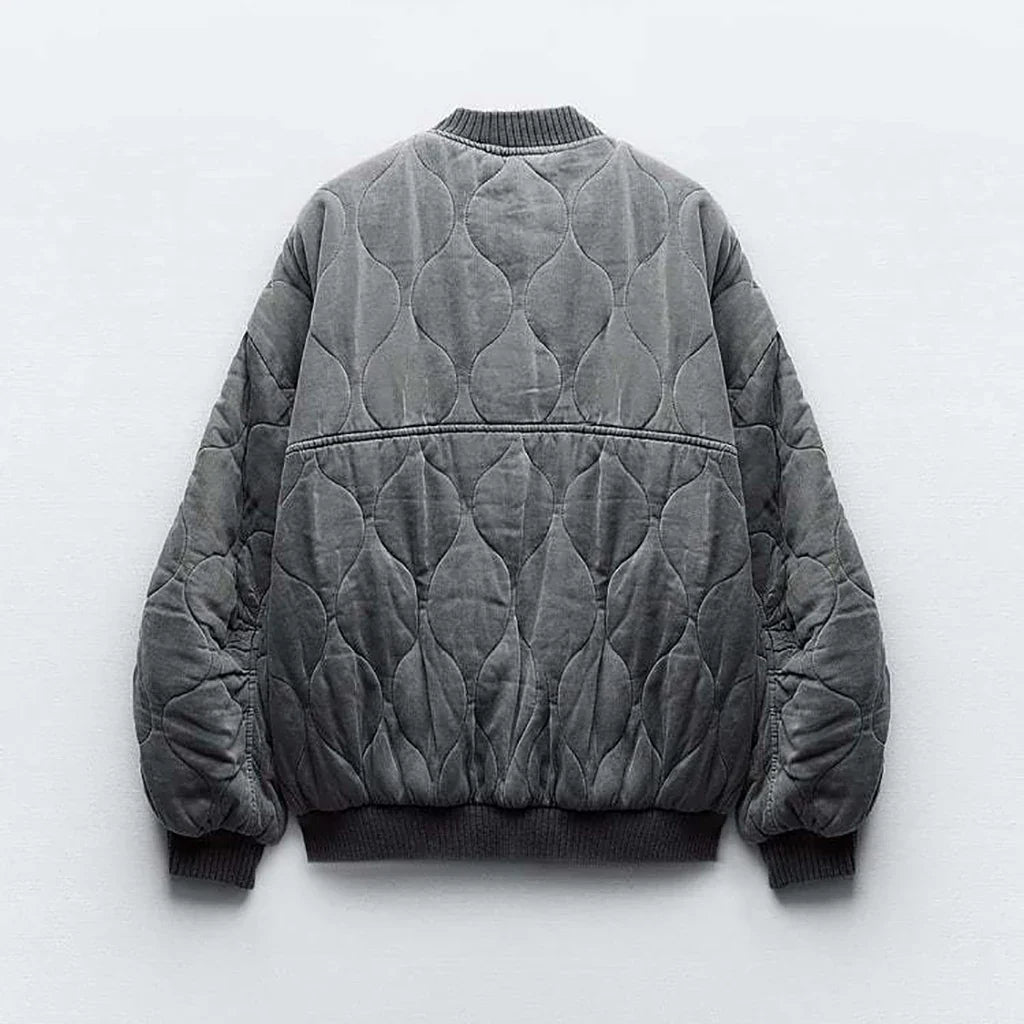 Hermine | Veste Femme Matelassée en Coton Gris