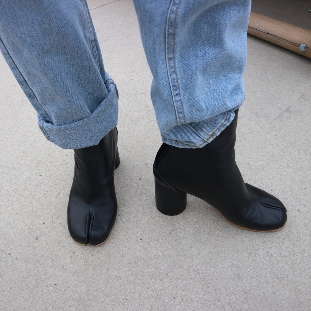 Bottines Décontractées à Bout Séparé pour Femme | Noir | Semelle Antidérapante