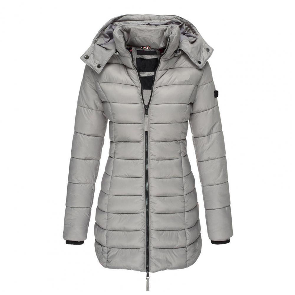 Sophie | Manteau d’Hiver Femme Long Rempli avec Capuche Chaude et Fermeture Zippée