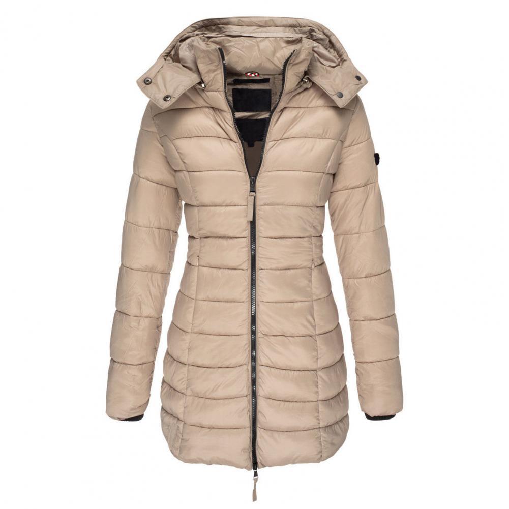 Sophie | Manteau d’Hiver Femme Long Rempli avec Capuche Chaude et Fermeture Zippée