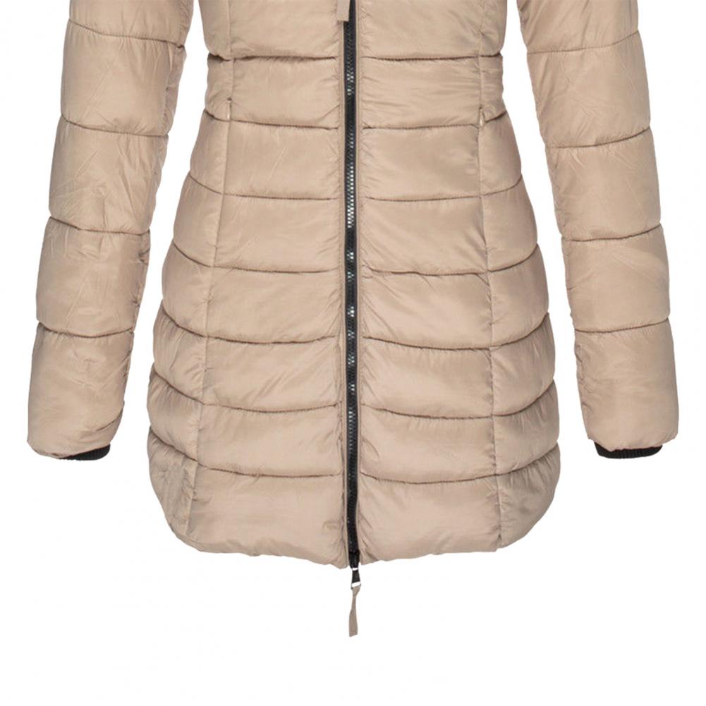 Sophie | Manteau d’Hiver Femme Long Rempli avec Capuche Chaude et Fermeture Zippée