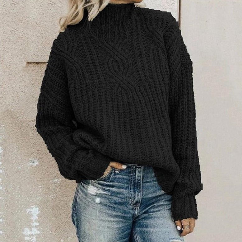 Nélida | Pull Col Roulé Femme en Maille Épaisse Uni et Confortable