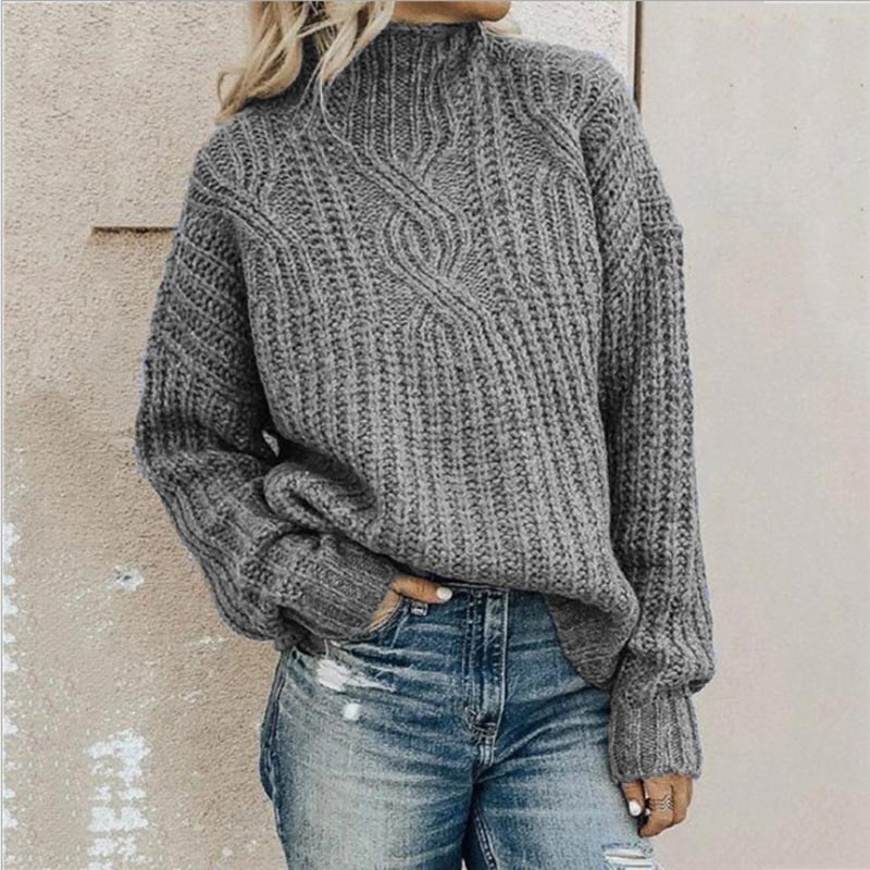 Nélida | Pull Col Roulé Femme en Maille Épaisse Uni et Confortable