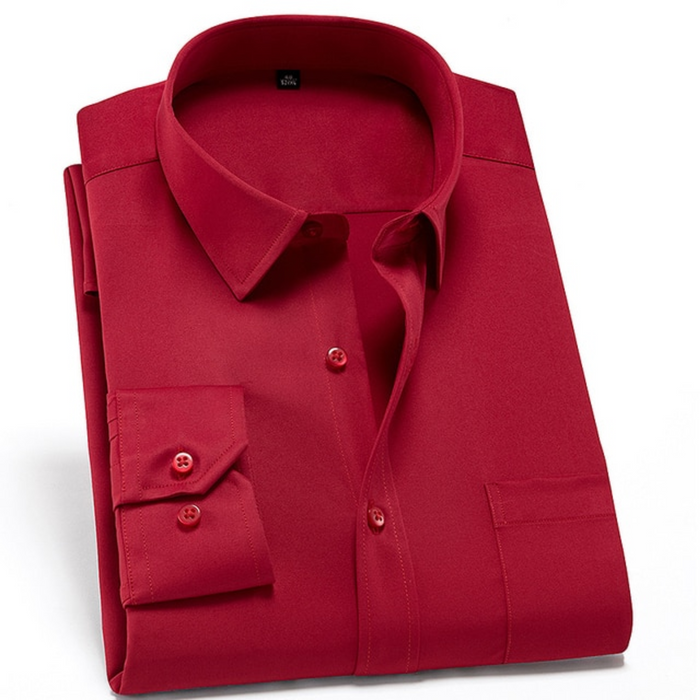 Andréas | Chemise Homme Slim Fit Stretch Manches Longues avec Col Classique Non-Repassage