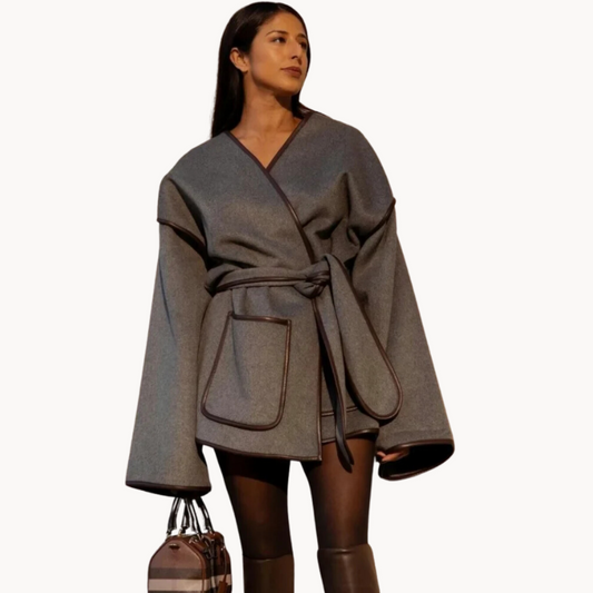 Veste Femme Ceinturée avec Grandes Poches | Coupe Oversize Chic et Moderne