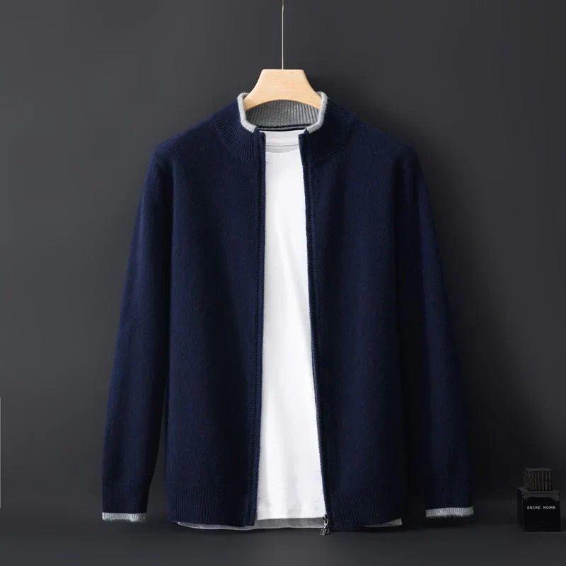 Edwin | Cardigan Homme Zippé Style Minimaliste avec Col Montant