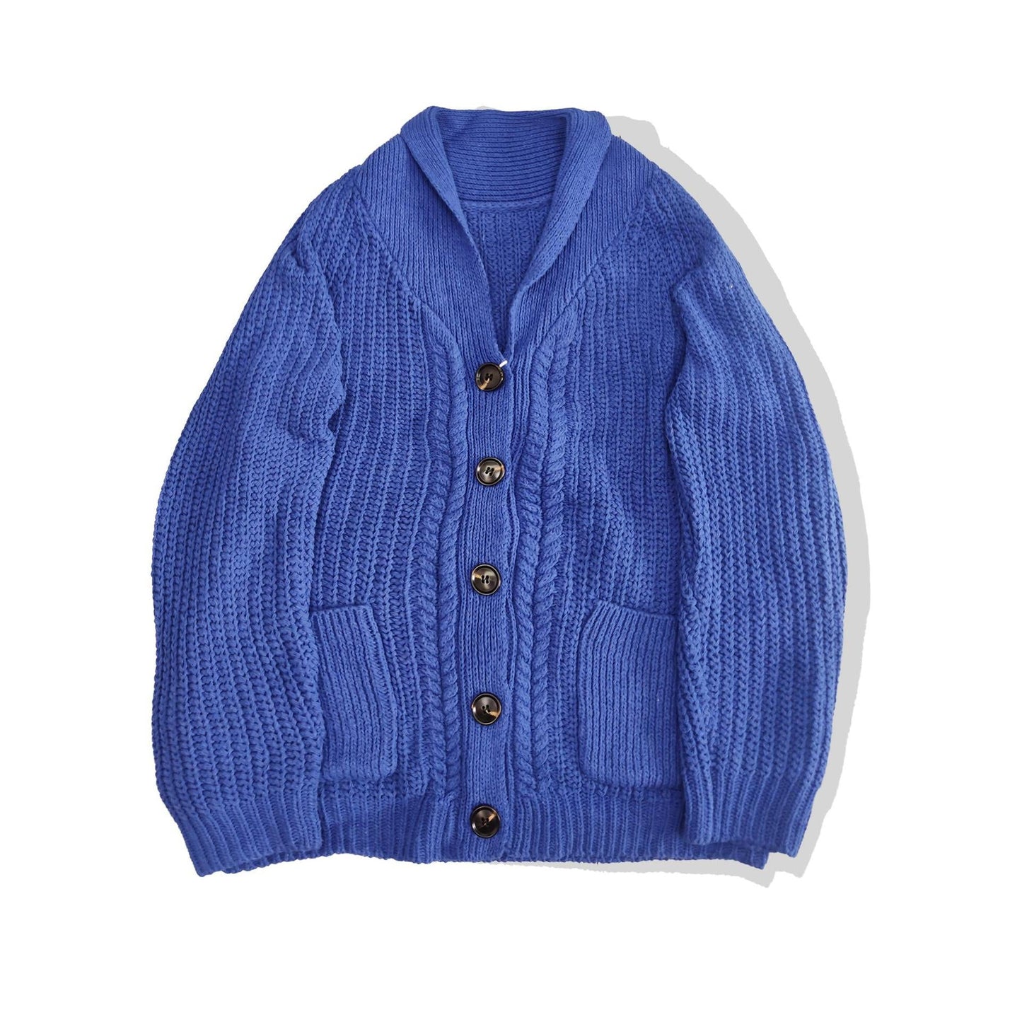 Benjamin | Cardigan Homme Tricot Bleu Relaxed Fit, Col Châle et Boutons