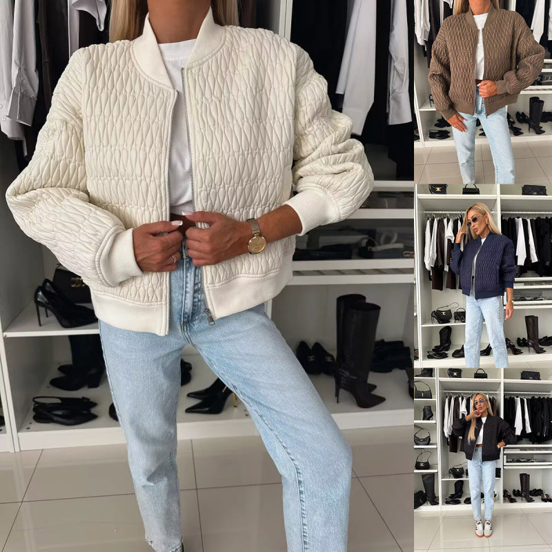 Anceline | Veste Bomber Femme Matelassée Légère Zippée Unicolore